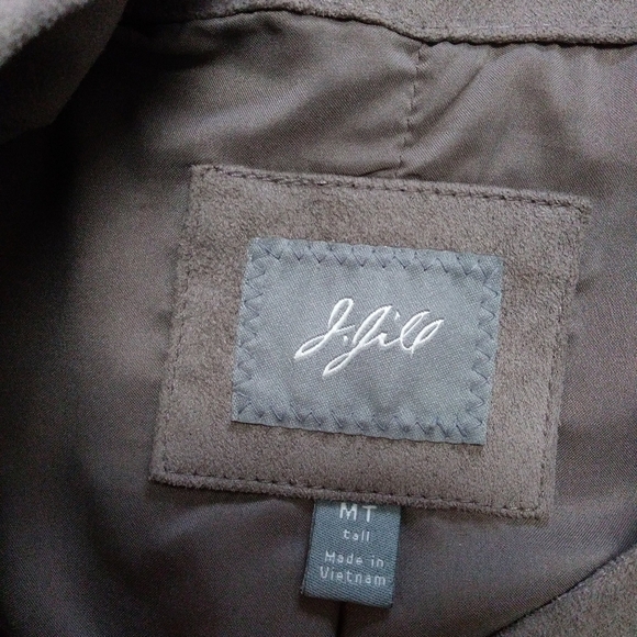 J.Jill tall M lightweight jacket gray/tan midi y2k faux‎ suede fabric classic - Picture 8 of 8